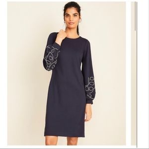 Ann Taylor Petite Braided Sleeve Shift Dress